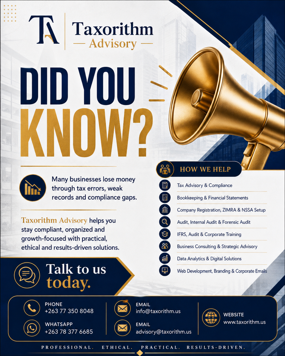 Taxorithm Advisory compliance notice about tax errors, weak records and compliance gaps